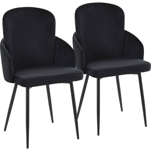 Dahlia Dining Chair in Black Metal, Gold & Black Velvet (Set of 2)